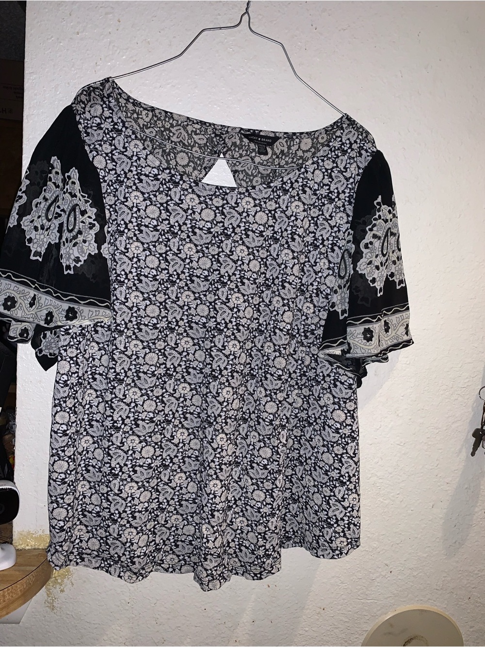 Lucky Brand Black and White Floral Print Blouse